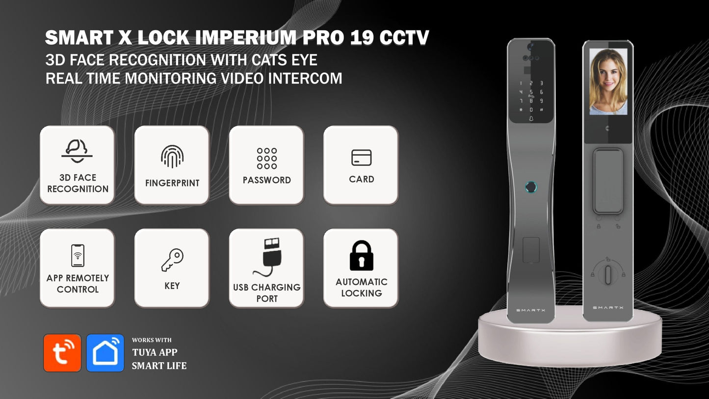 Smart Door Lock 3D-Face Recognition |Surveillance |Video Call |Self Open | SE47x - متجر نصر