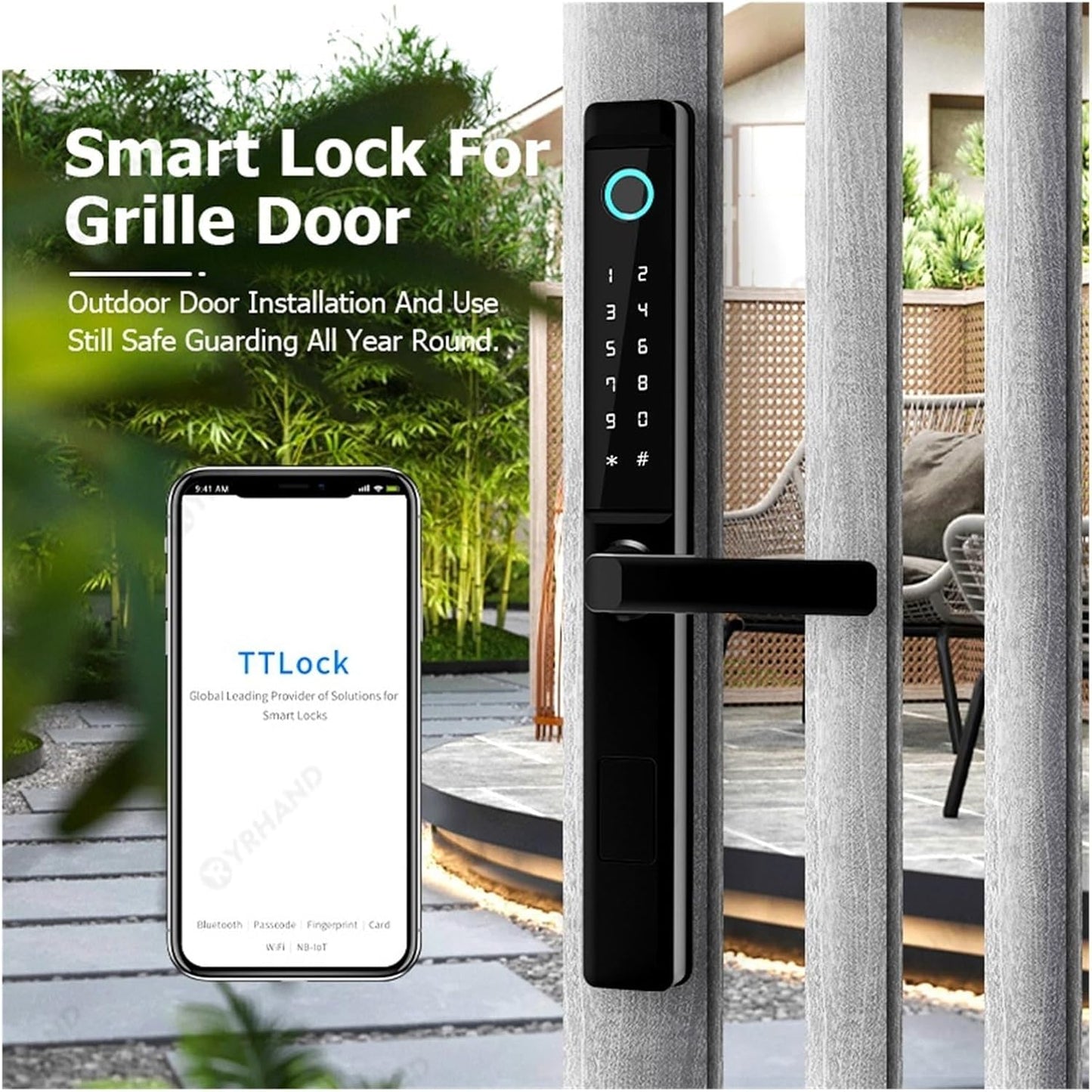 Smart Door Lock for Grille Door (Double-Sided Fingerprint) SE49 - متجر نصر