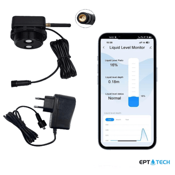 Tuya Smart Home No Installation Wireless Tank Level Meter | WiFi Sensor | External Antenna |Stainless | EPTech.WiFi.Plus