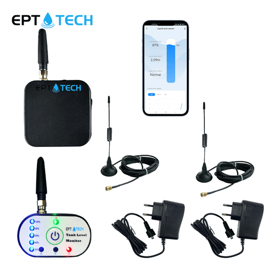 Tuya Smart Home Wireless Tank Level Meter | WiFi Srceen + RF Sensor | External Antenna | Stainless Steel| EPTech.WiFiRF