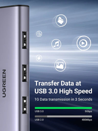 UGREEN USB-C to 4-Port USB 3.0 Hub up to 5Gpbs Without Power Port /20841