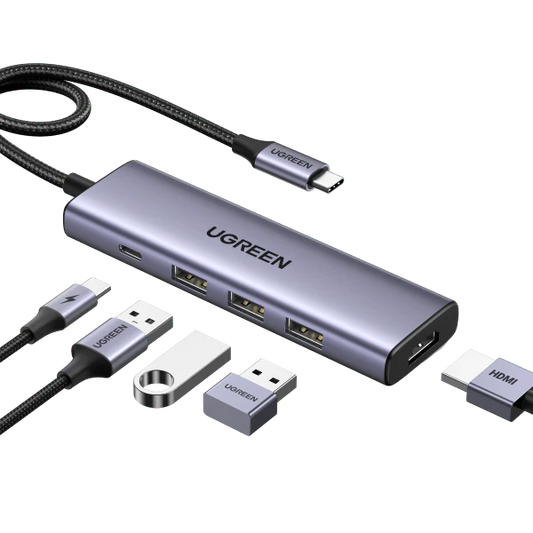 UGREEN USB-C to HDMI + 3*USB 3.0 Up To 5Gpbs + USB-C PD Power Converter Multifunction Adapter/ 15596