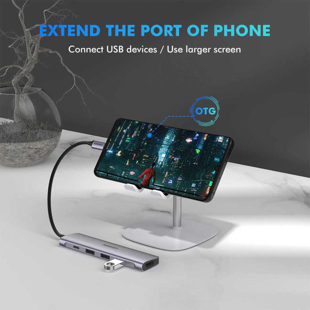 UGREEN USB-C to HDMI + USB-A 3.0*3 Up To 5Gpbs + USB-C PD Power Converter / 50209