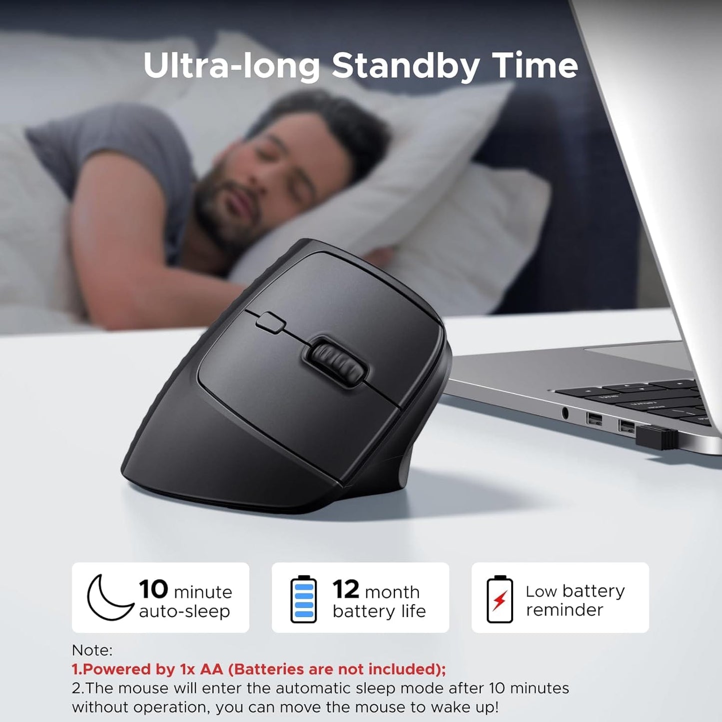 UGREEN 65042 | Vertical Mouse, Wireless Bluetooth Ergonomic Mouse, Dual-Mode (BT 5.4 & USB 2.4G), Quiet Clicks, 4 Adjustable DPI - متجر نصر