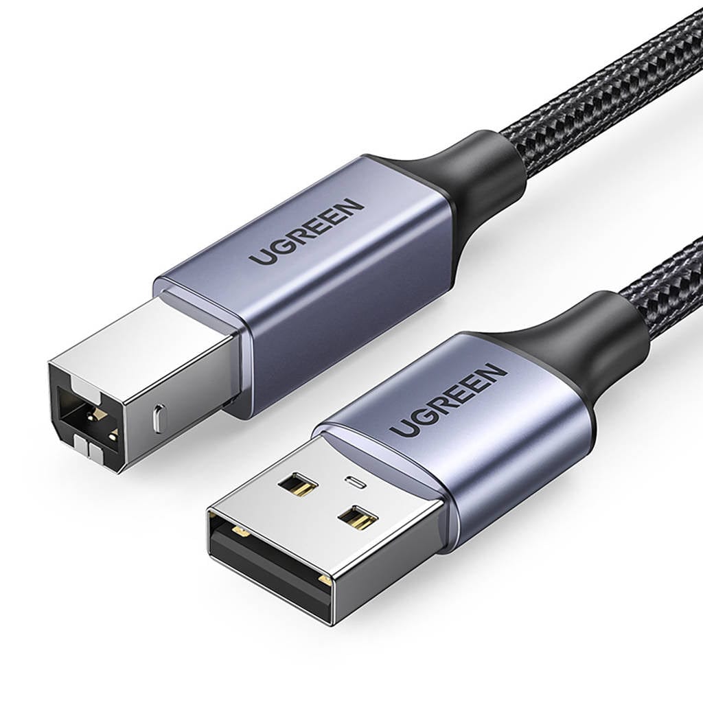 كابل طابعة من يوجرين كيس USB A ذكر إلى USB B 2.0 مع مضفر أسود /US369 - متجر نصر