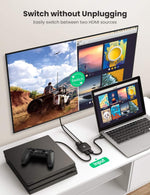 UGREEN Accessories 80126/ UGREEN HDMI Switch 4K@60Hz 2 IN 1 Out HDMI 2.0 Switcher Supports 18Gbps High Speed, 3D, HDR, HDCP 2.2