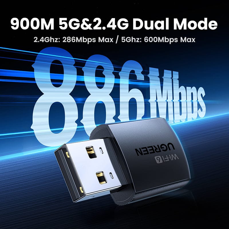 UGREEN-C AX900 Wi-Fi 6 USB Adapter Dual Band Mini Black | CM762 - متجر نصر