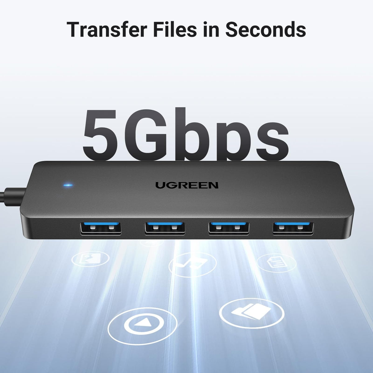 UGREEN-C 4-Port USB 3.0 Hub 5Gbps Ultra-Slim with 1m Cable Black | CM219 - متجر نصر