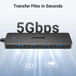UGREEN Accessories Black #35574 UGREEN-C 4-Port USB 3.0 Hub 5Gbps Ultra-Slim with 1m Cable Black | CM219