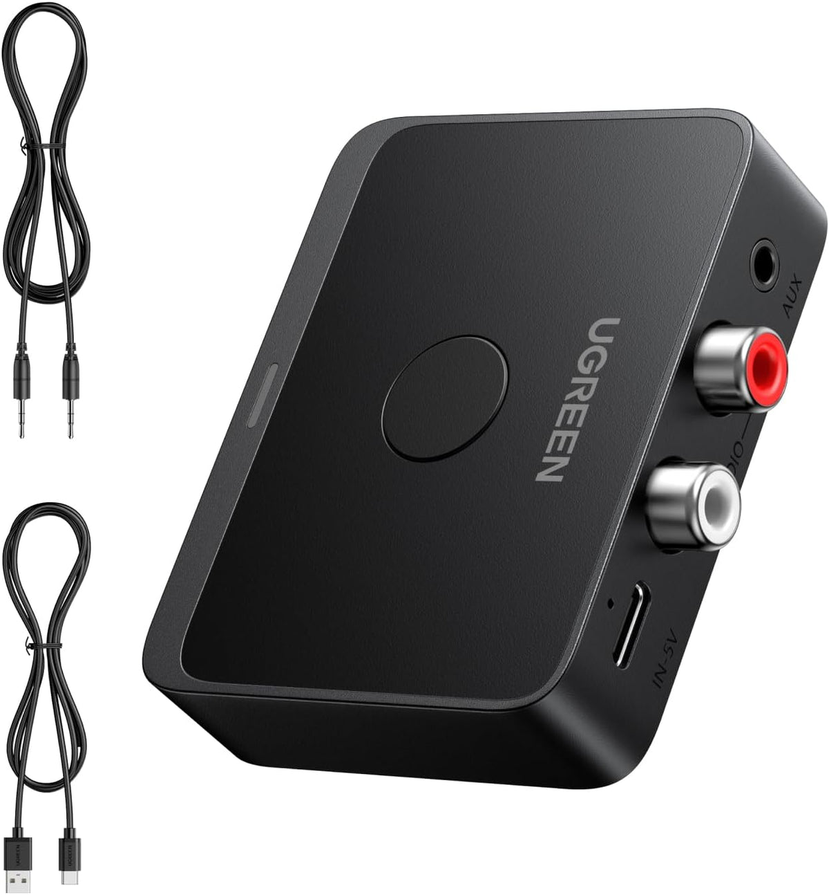 UGREEN-C Bluetooth 6.0 Audio Receiver with LDAC Hi-Res Audio, 15H Battery, Dual Pairing, 3.5mm AUX & RCA Black | BT505 - متجر نصر