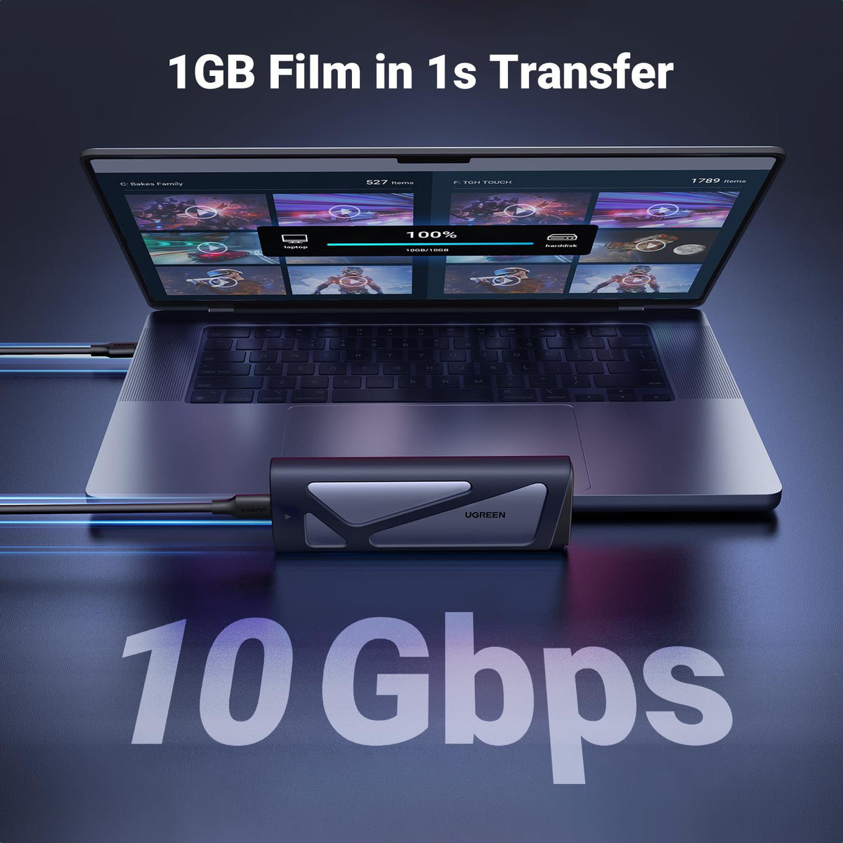 UGREEN-C M.2 NVMe & SATA SSD Enclosure 10Gbps USB 3.2 Gen 2 Gray | CM767 - متجر نصر