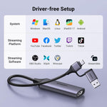UGREEN Accessories Gray #25854 UGREEN-C HDMI Video Capture Card 1080P 60Hz with USB-C and USB-A 2-in-1 Plug Gray | CM716
