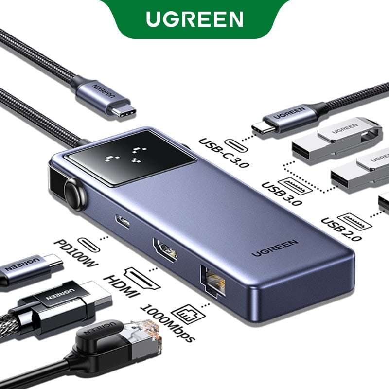 UGREEN-C Uno 7-in-1 USB-C Hub 4K@60Hz HDMI, Gigabit Ethernet, 100W PD Gray | CM888 - متجر نصر