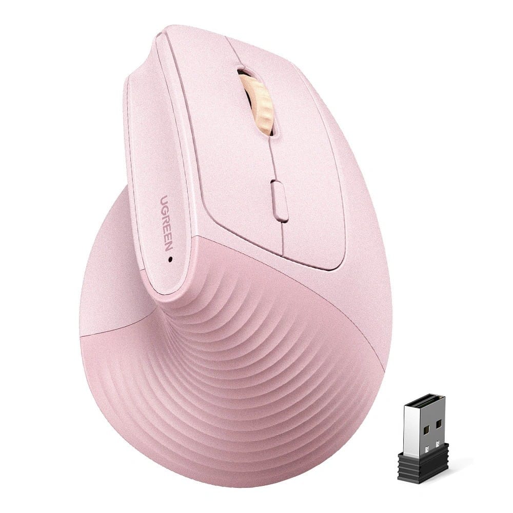 UGREEN-C Ergonomic Vertical Mouse 2.4GHz & Bluetooth Dual Mode 4000 DPI Pink | M571 - متجر نصر