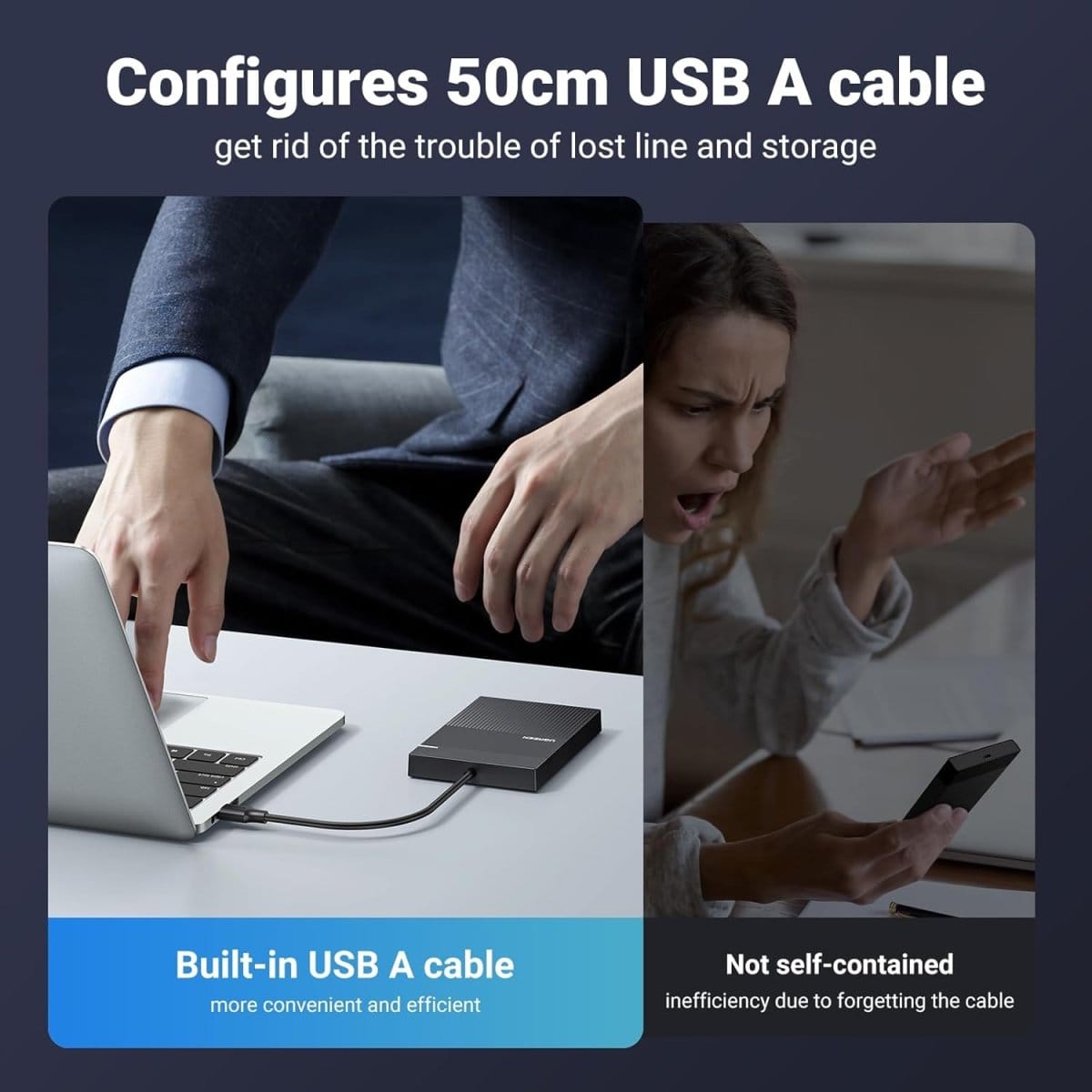 UGREEN 2.5 Inch Hard Drive Enclosure with Cable 5G | 30719 - متجر نصر