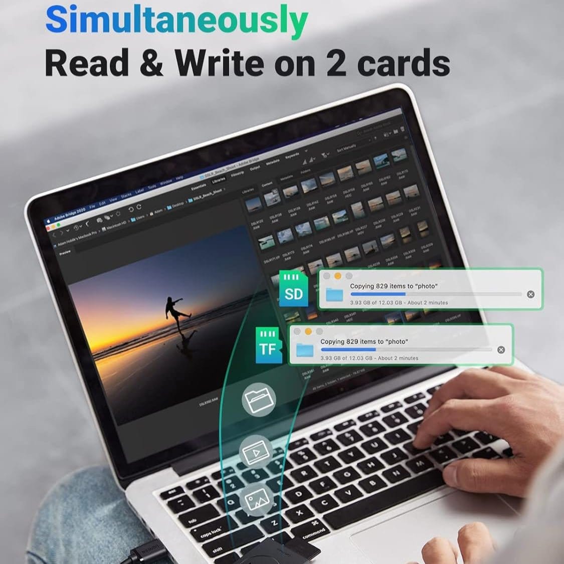 قارئ بطاقات UGREEN 2 في 1 USB 3.0 SD/TF /20250 - متجر نصر
