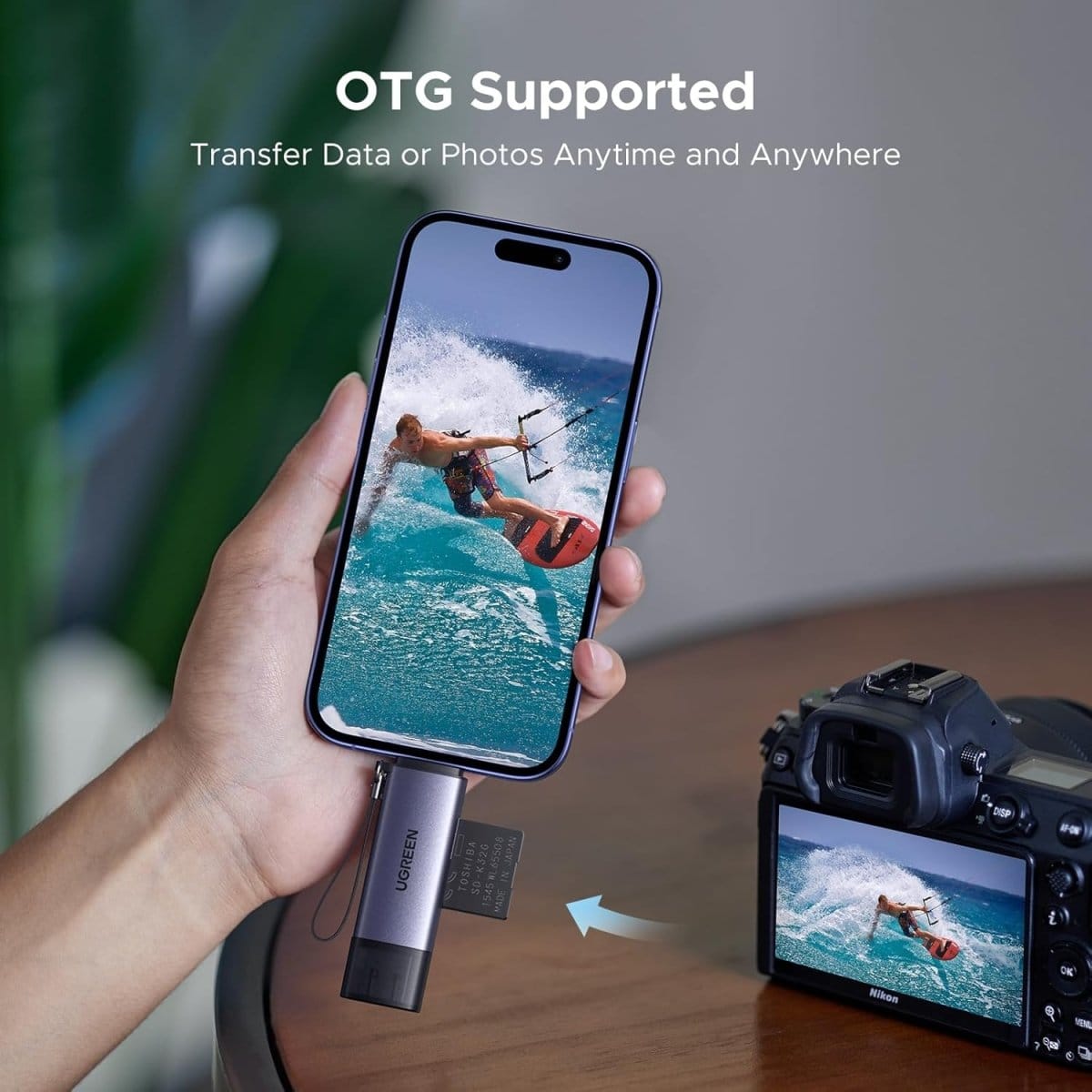 قارئ بطاقات UGREEN 2 في 1 USB C OTG SD/ Micro SD / 50706 - متجر نصر