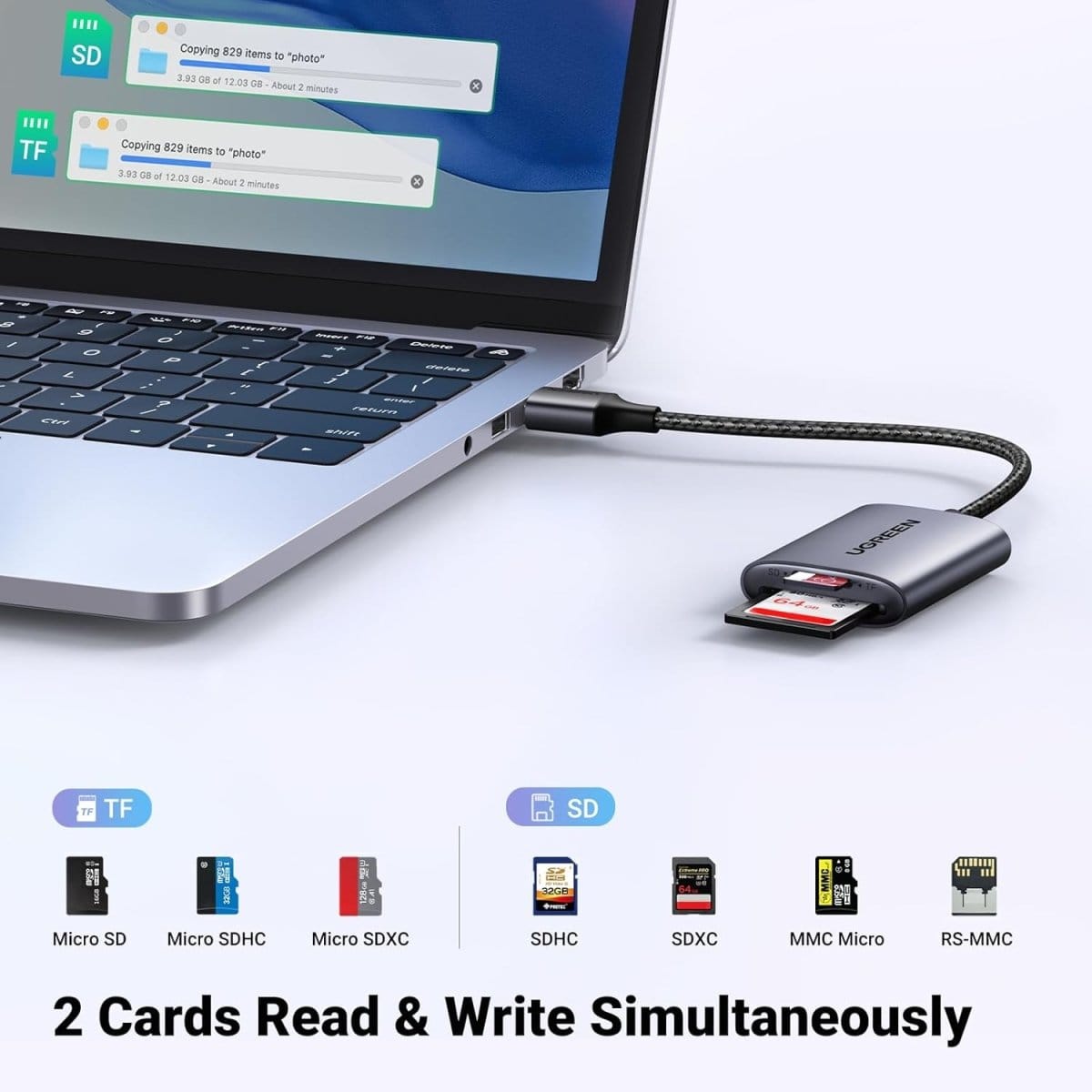 قارئ بطاقات USB SD 2 في 1 من UGREEN /80887 - متجر نصر