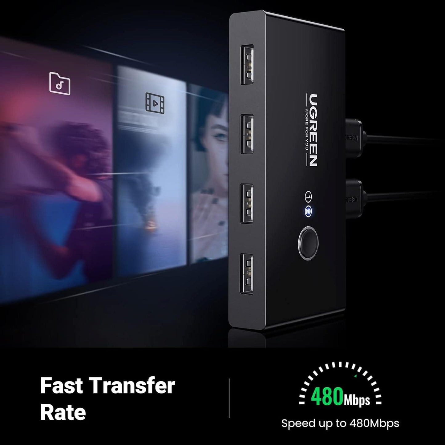UGREEN 2 In 4 Out USB 2.0 Sharing Switch Box / 30767 - متجر نصر