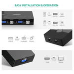 UGREEN Accessories UGREEN 2-Port USB KVM Switch Box ABS Case - 30357