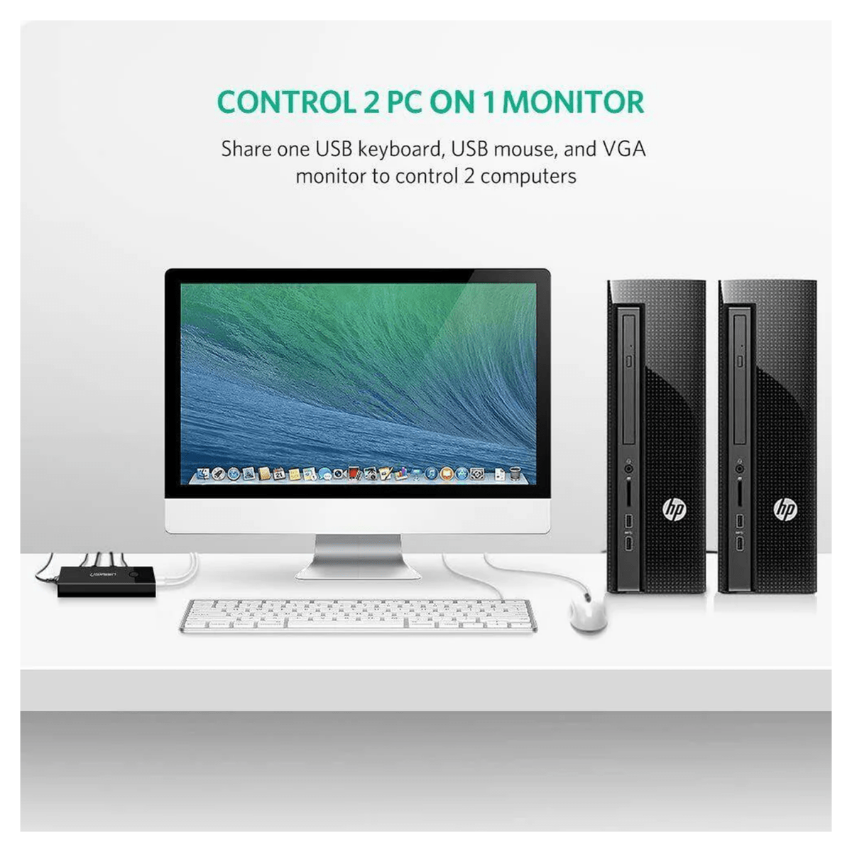 UGREEN 2-Port USB KVM Switch Box ABS Case - 30357 - متجر نصر