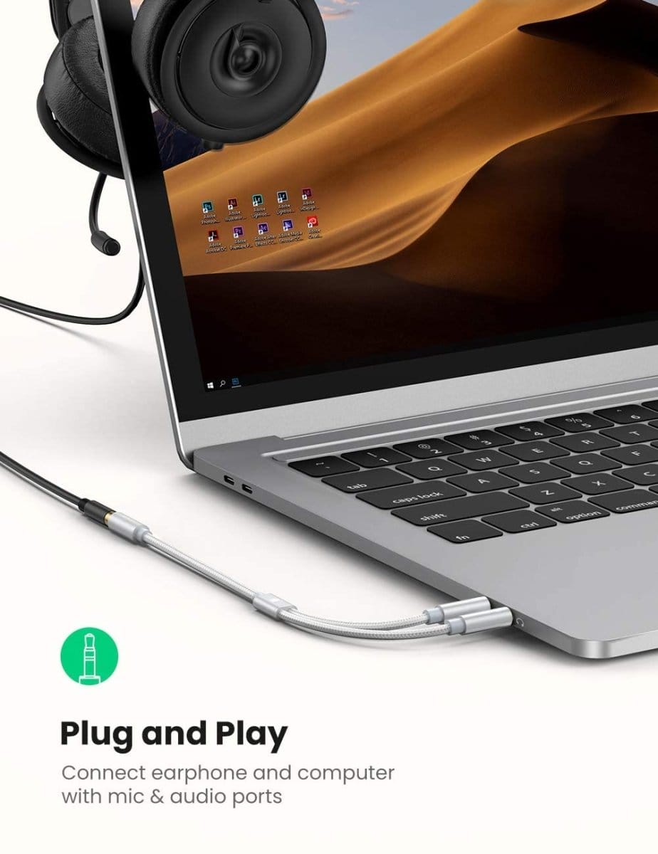 كابل موزع صوت من يوجرين 3.5 مم أنثى إلى 2 3.5 مم ذكر ABS Case /AV140 - متجر نصر