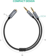 UGREEN Accessories UGREEN 3.5mm Female to 2 Male Audio Cable Aluminum Case (Black)/ 20899