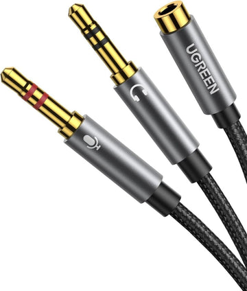 UGREEN Accessories UGREEN 3.5mm Female to 2 Male Audio Cable Aluminum Case (Black)/ 20899