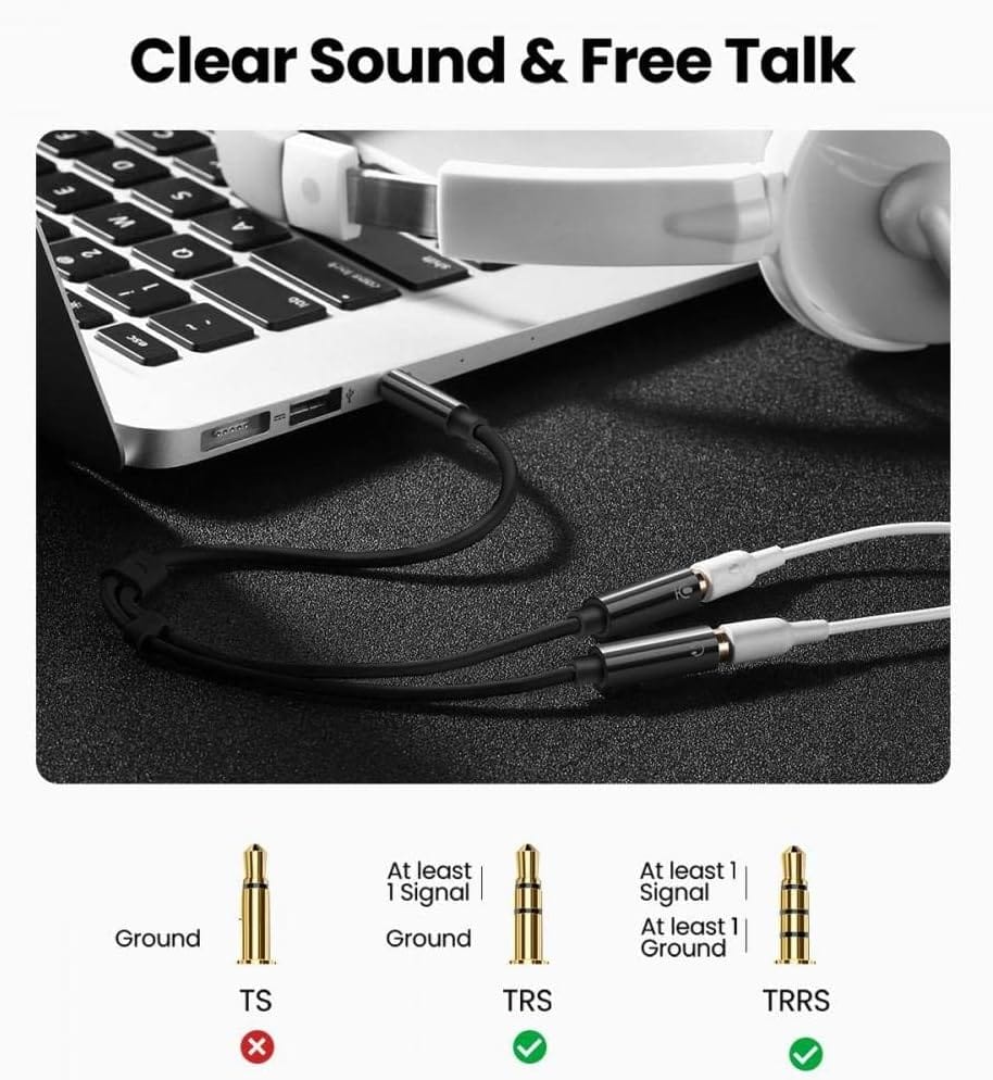 UGREEN 3.5mm male to 2 Female Audio Cable Aluminum Case (Black) /30619 - متجر نصر