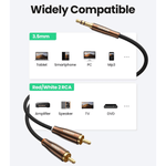 UGREEN Accessories UGREEN 3.5mm Male to 2 Male RCA Stereo Audio Adapter Braided Copper Case AUX Cable /AV170