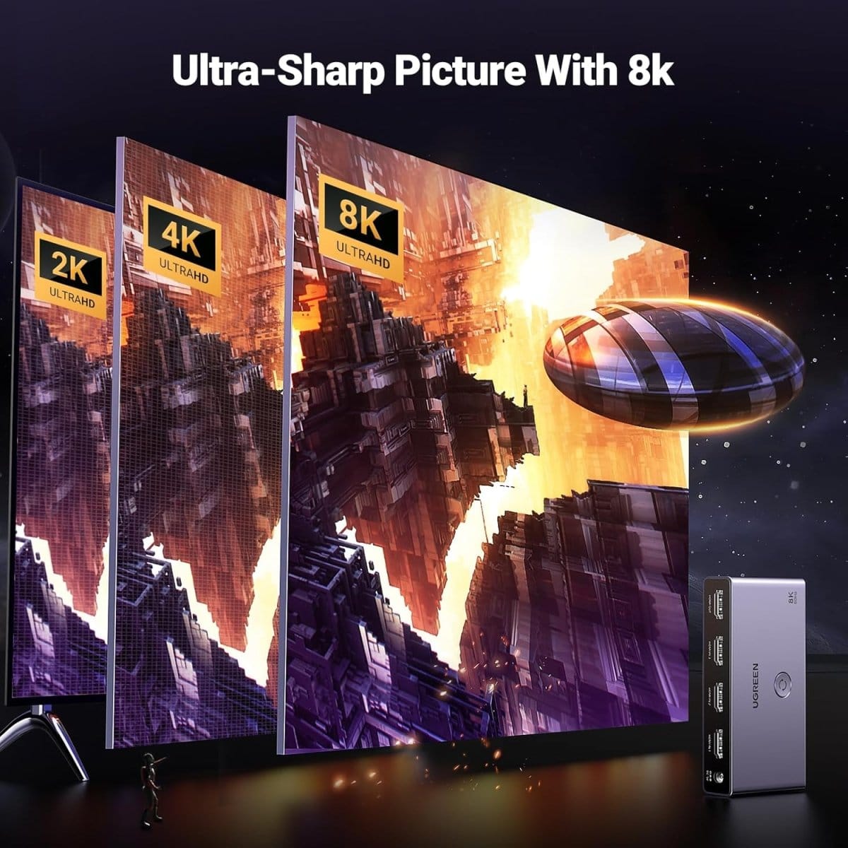 يوجرين 3 في 1 مخرج 4K@120Hz HDMI 2.1 مفتاح / 15604 - متجر نصر