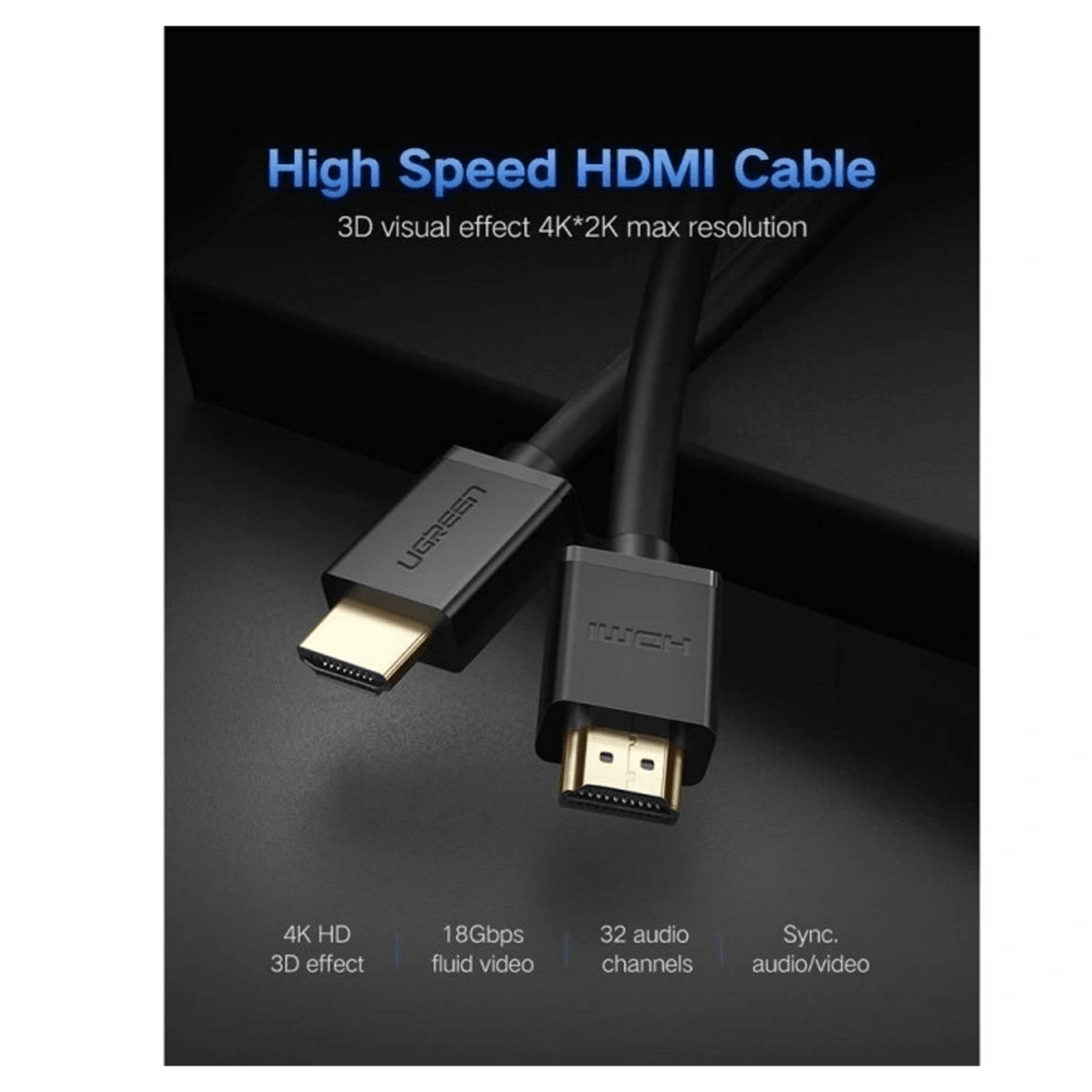 UGREEN 4K HDMI 2.0 @60Hz Cable Copper Base High Speed (HD104) - متجر نصر