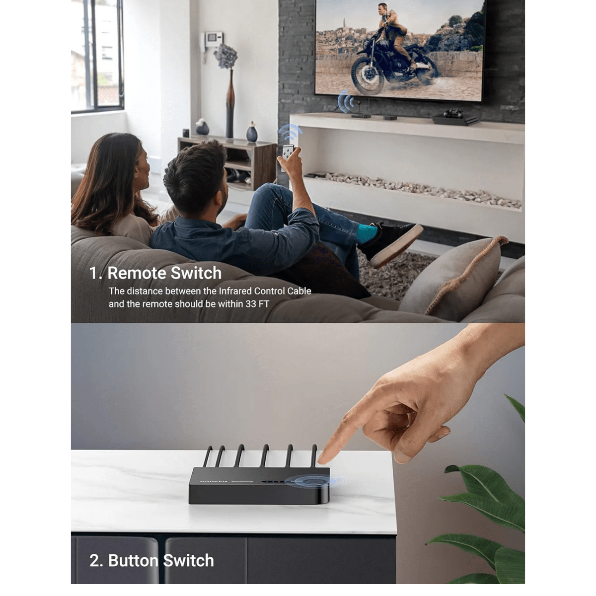 UGREEN 4K HDMI Switch 3-IN-1 Out HDMI Switcher / 40234 - متجر نصر