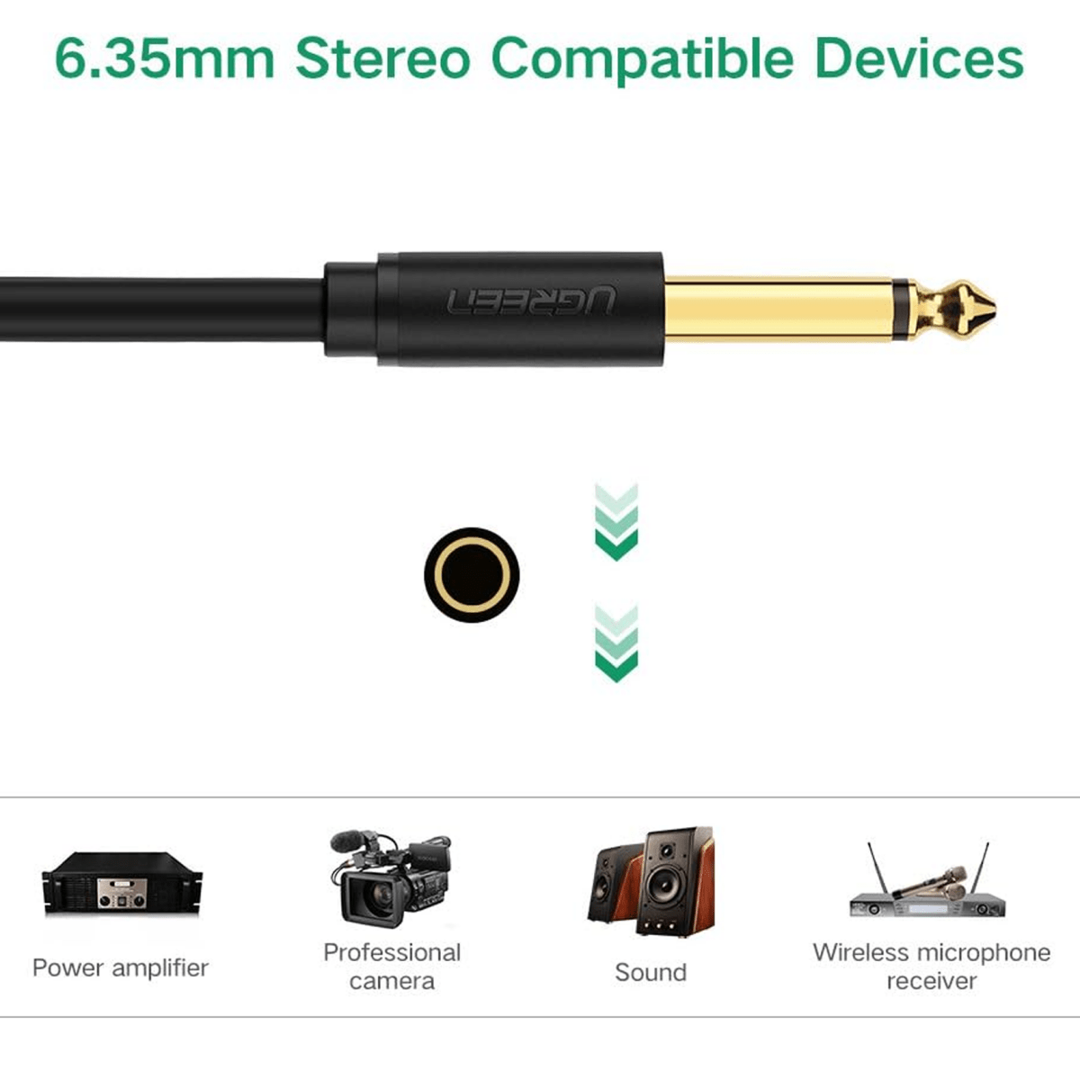 Ugreen Audio Cable XLR Microphone Cable (Female) - 6.35mm Jack (Male)  Black/ AV131 - متجر نصر