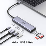 UGREEN Accessories UGREEN-C 6-in-1 USB-C Hub 4K@60Hz HDMI, 2x USB 3.0, SD/TF, 100W PD | CM511