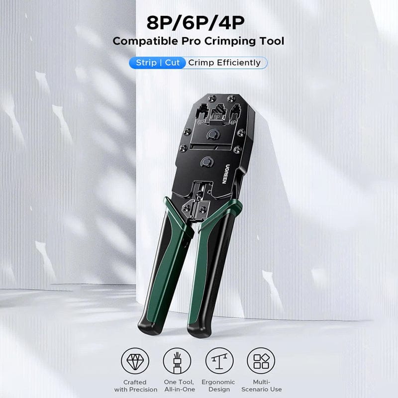 UGREEN-C 8P/6P/4P Multifunction Crimping Tool, Strip, Cut & Crimp for RJ45 / RJ12 / RJ11 | NW304 - متجر نصر