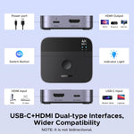 UGREEN Accessories UGREEN-C USB-C + HDMI Switch 2 In 1 Out 4K@60Hz, 2 Devices Share 1 HDMI Display | AW503