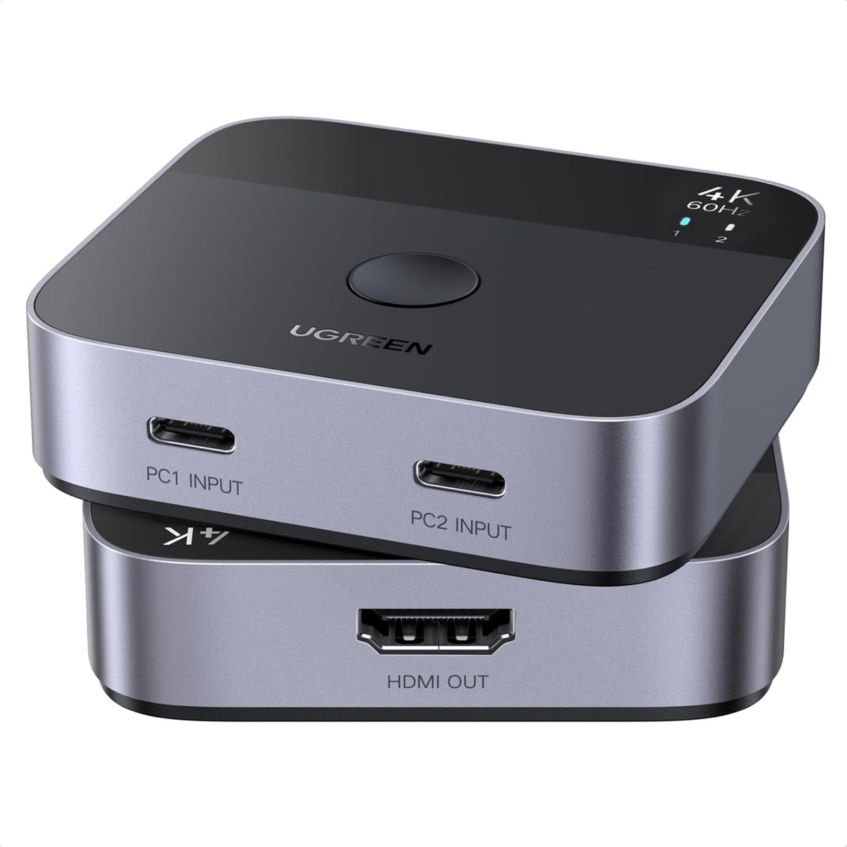 UGREEN-C USB-C Switch 2 In 1 Out to HDMI 4K@60Hz, 2 Computers Share 1 Monitor | AW502 - متجر نصر