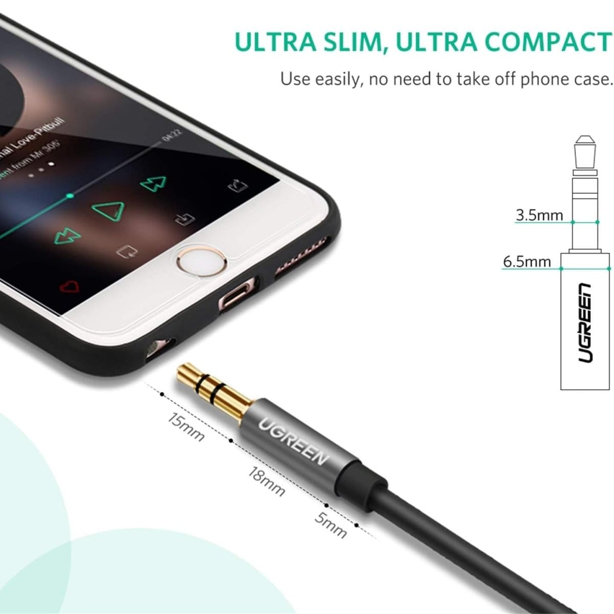 Ugreen Cable 3.5 mm Mini Jack (male) / 3.5 mm Mini Jack (female)  Black / AV118 - متجر نصر