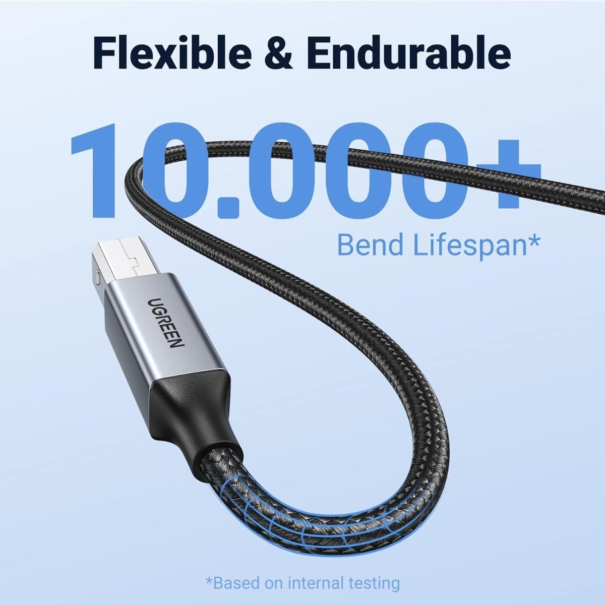 كابل طابعة من يوجرين كيس USB A ذكر إلى USB B 2.0 مع مضفر أسود /US369 - متجر نصر