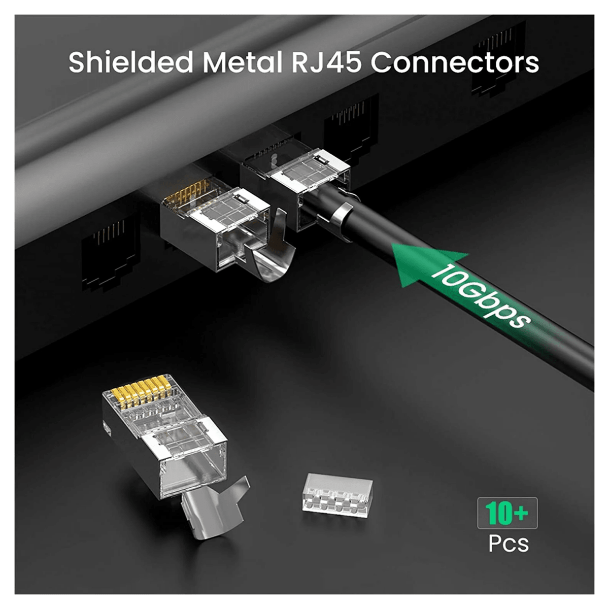 UGREEN Cat 7 Shielded Modular Plug Gold-plated 50U (10 pcs) | 50634 - متجر نصر