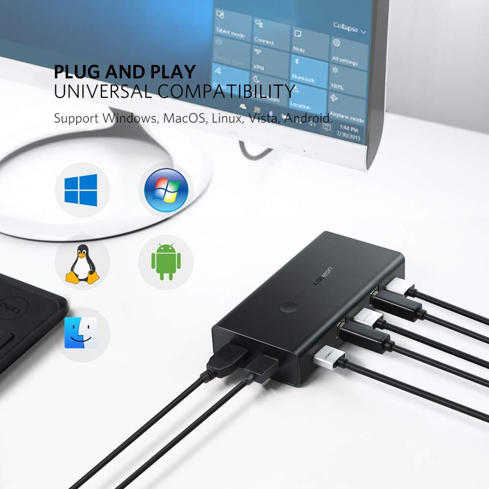UGREEN CM200 2 IN 1 OUT KVM HDMI & USB SWITCH BOX 4K 60Hz Ultra HD/50744 - متجر نصر