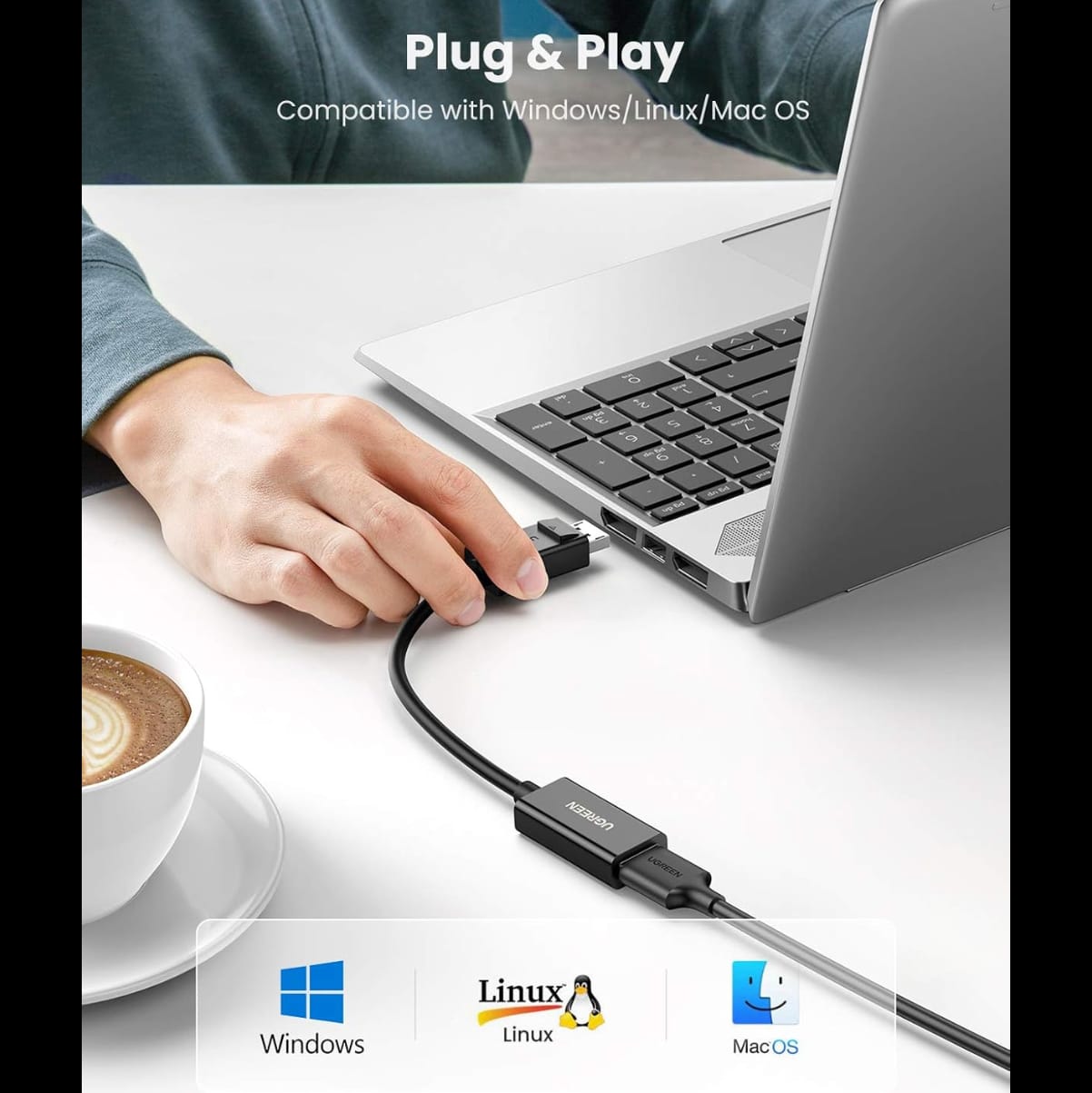 محول UGREEN من منفذ DisplayPort إلى منفذ HDMI أنثى، طوله 25 سم / MM137 - متجر نصر