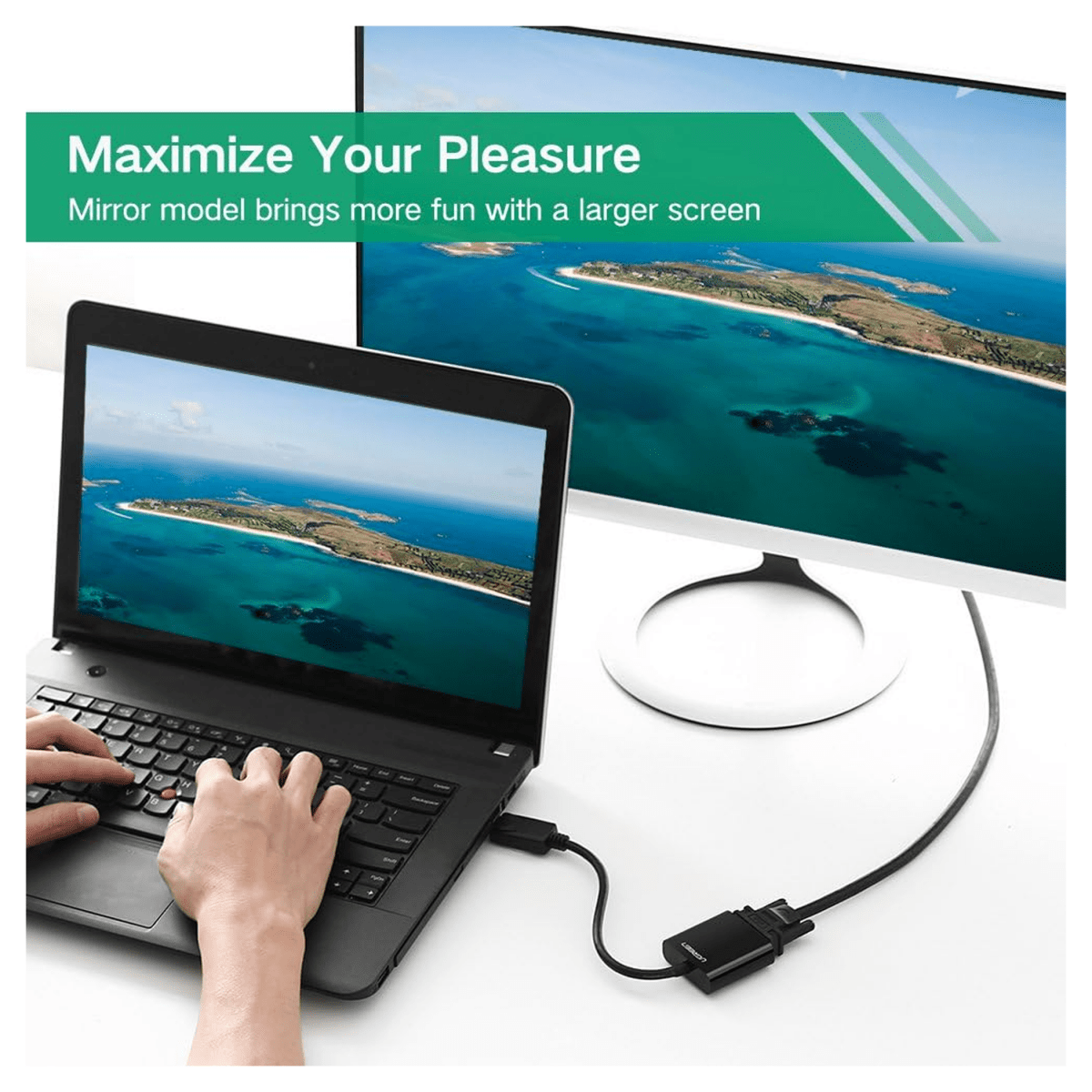 UGREEN DisplayPort to VGA Female Converter | 20415 - متجر نصر