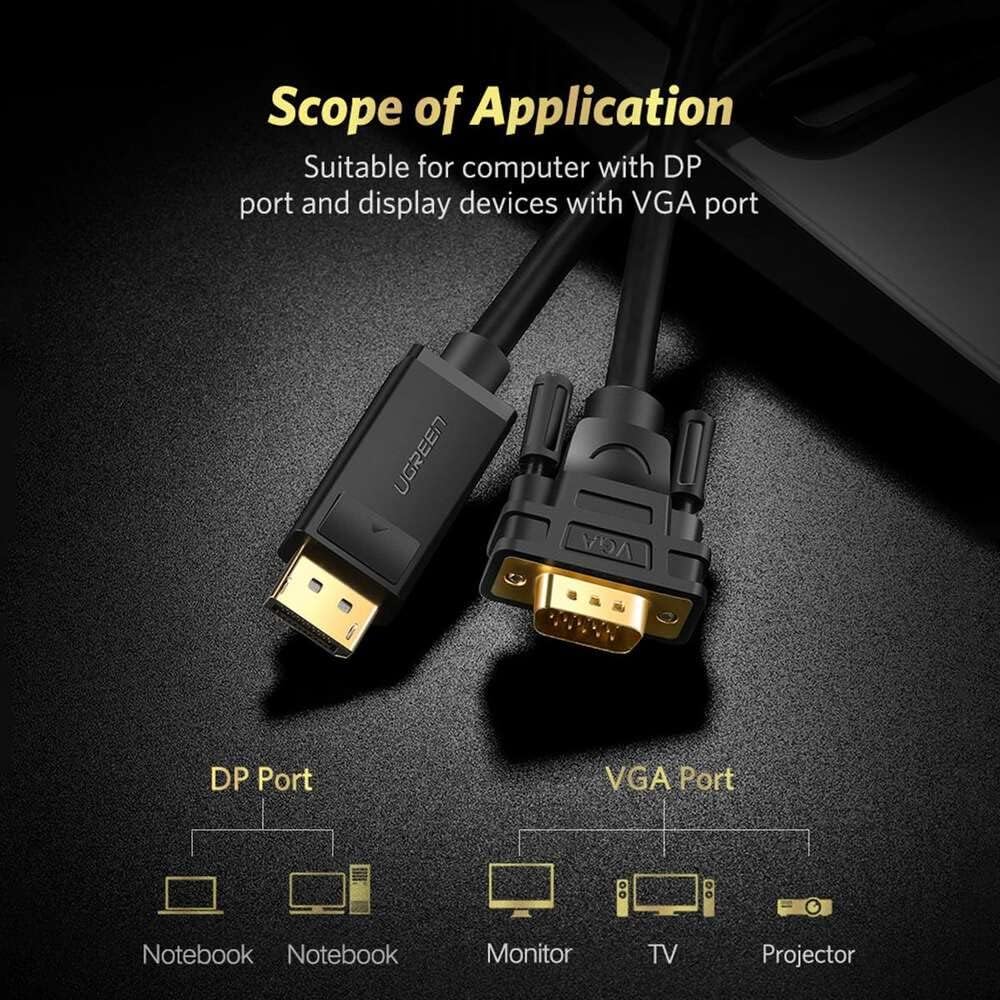 Ugreen DP Male to VGA Male Cable 1.5M | 10247 - متجر نصر