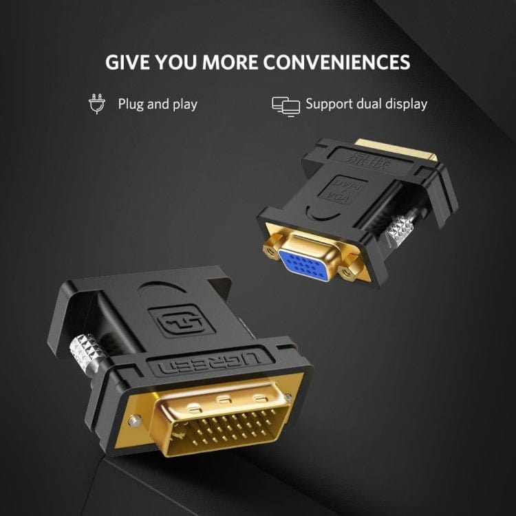 UGREEN DVI-I (24+5) Male to VGA Female Converter (Black) | 20122 - متجر نصر