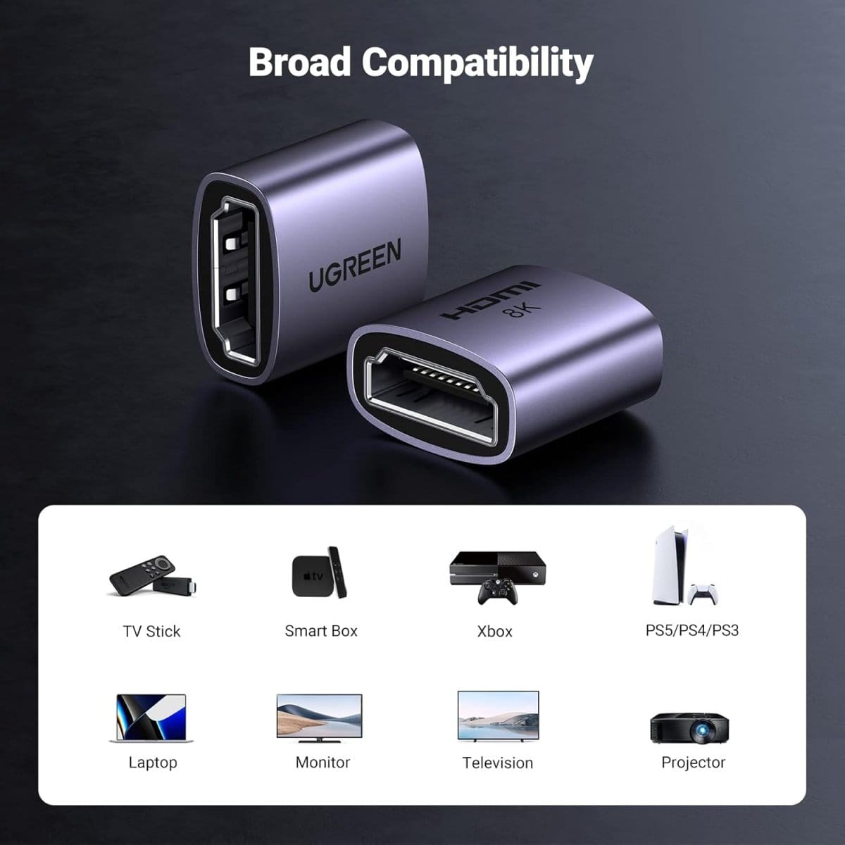 محول يوجرين HDMI 8K أنثى إلى أنثى، قطعة واحدة / 90592 - متجر نصر