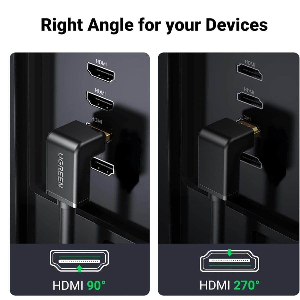 UGREEN HDMI Cable Right Angle 4K HDMI Cord High Speed, 4K@60Hz / HD103 - متجر نصر