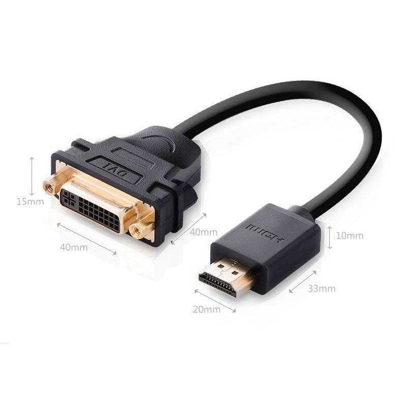 UGREEN HDMI Male to DVI Female Adapter Cable 22cm (Black) / 20136 - متجر نصر
