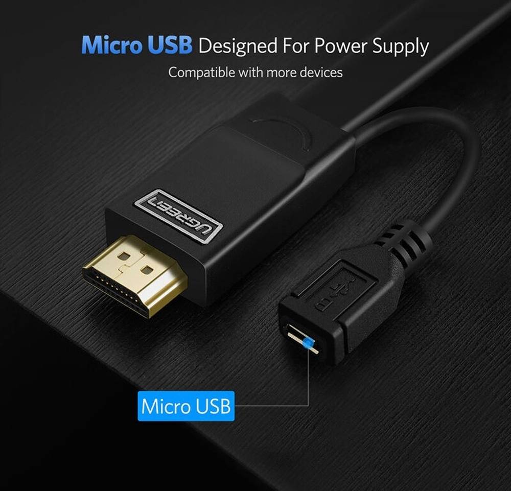 UGREEN HDMI to VGA Converter Cable 1.5m (Black) / 30449 - متجر نصر